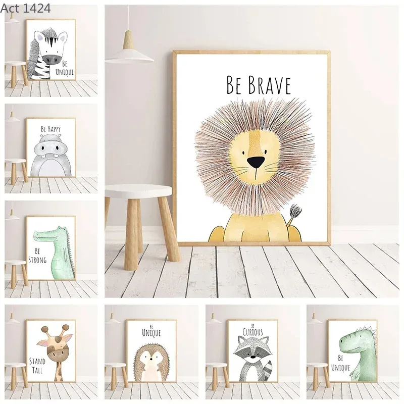 Baby Zebra Nursery - Cartoon Animal Canvas Painting Wall Art