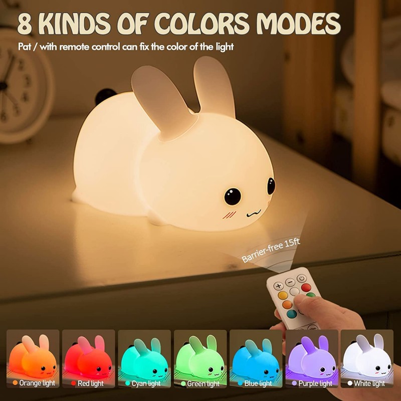 Baby Nursery Lamp - LED Rabbit Night Light Remote Control