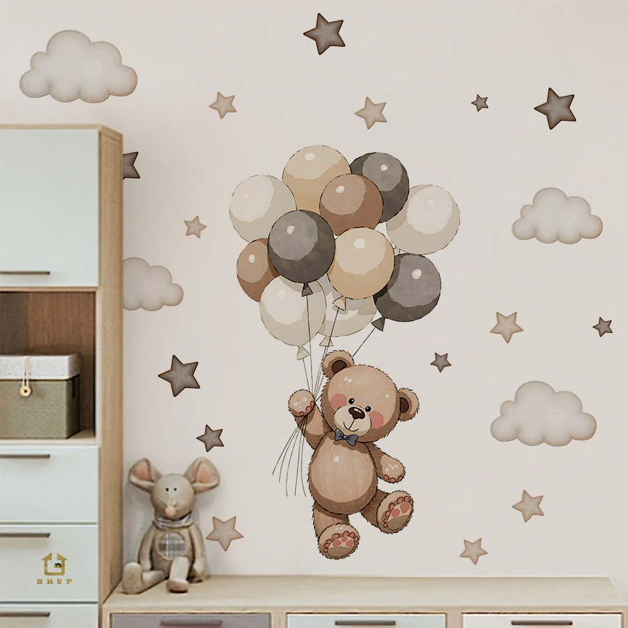 Baby Nursery Wall - Adorable Teddy Bear Wall Decals, Removable