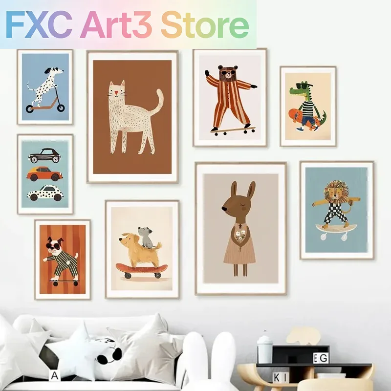 Baby Nursery Posters - 1pc frameless Funny Animals Rabbit Dog