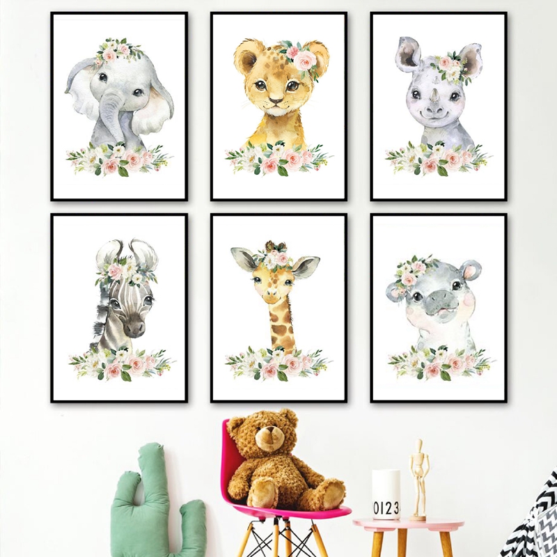 Floral Jungle Animals Canvas P - огляд і ціна Baby Nursery Posters