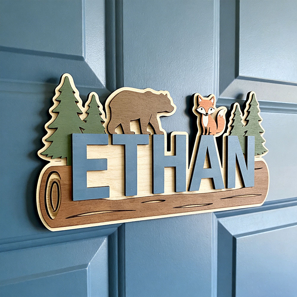 Woodland Forest Animal Persona - огляд і ціна Baby Nursery Name Sign