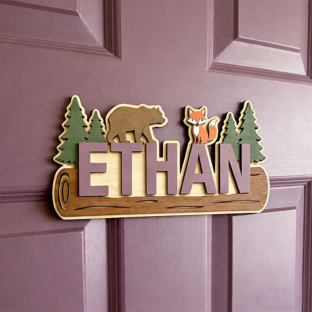 Woodland Forest Animal Persona - огляд і ціна Baby Nursery Name Sign