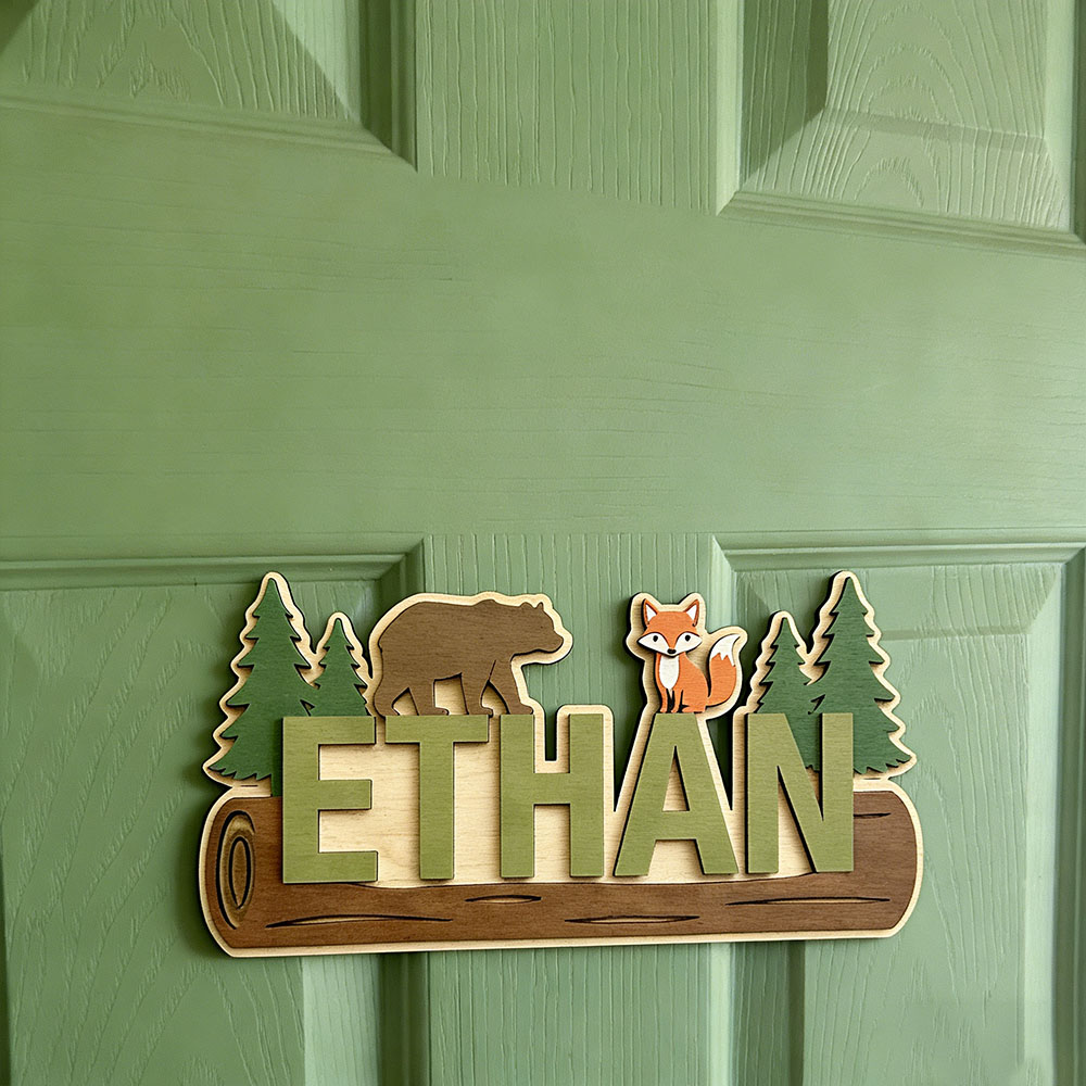 Woodland Forest Animal Persona - огляд і ціна Baby Nursery Name Sign