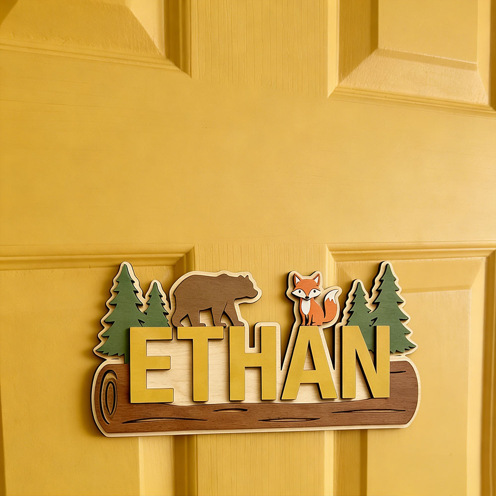 Woodland Forest Animal Persona - огляд і ціна Baby Nursery Name Sign