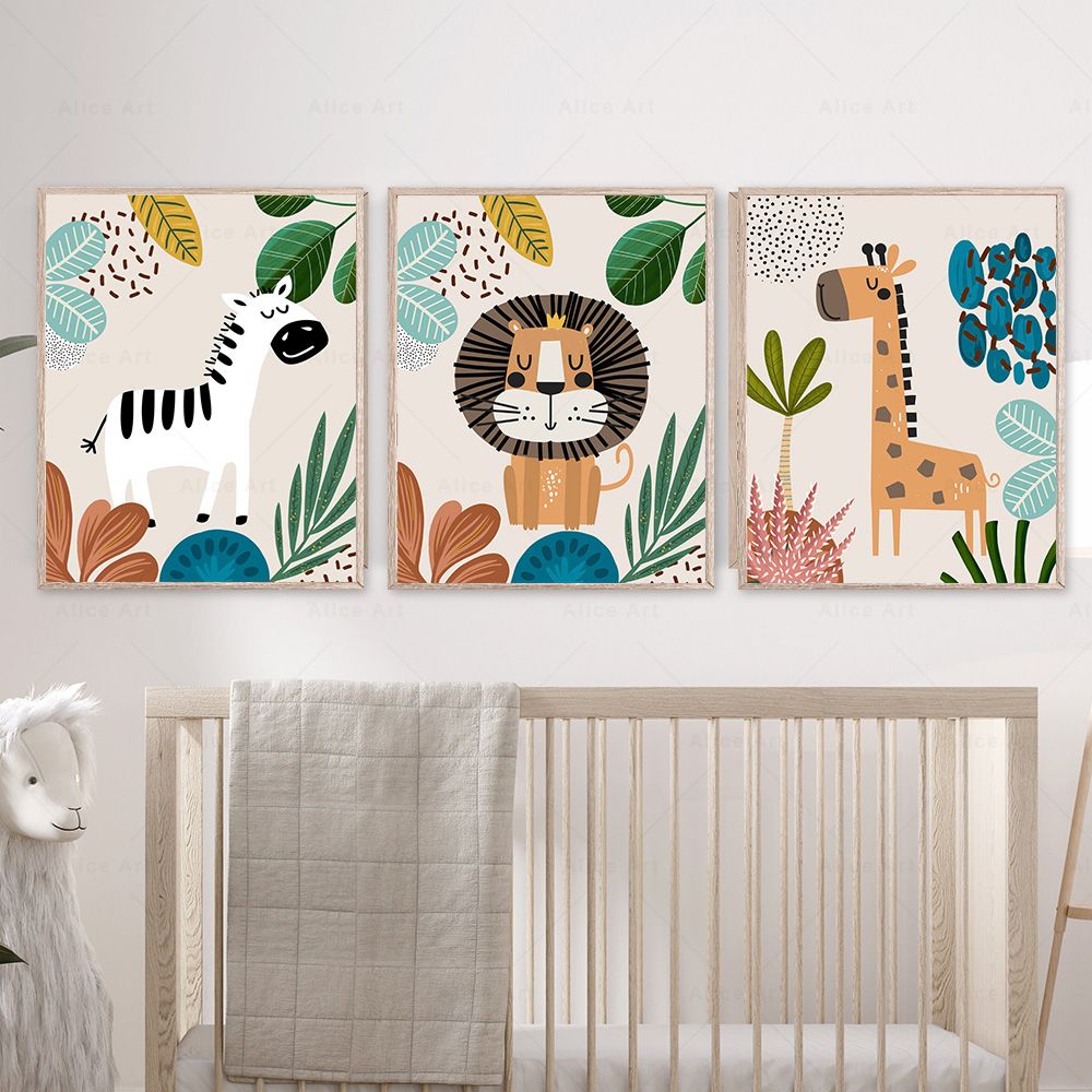 Boho Monkey Lion Giraffe Bird  - огляд і ціна Baby Zebra Nursery