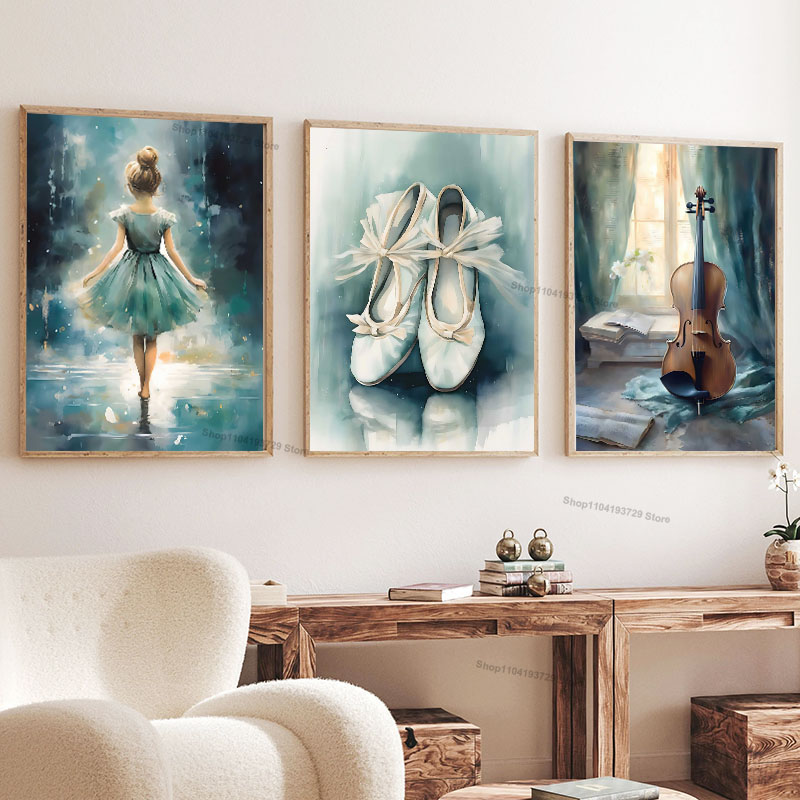 Watercolor Ballet Girl Shoes C - огляд і ціна Baby Nursery Posters