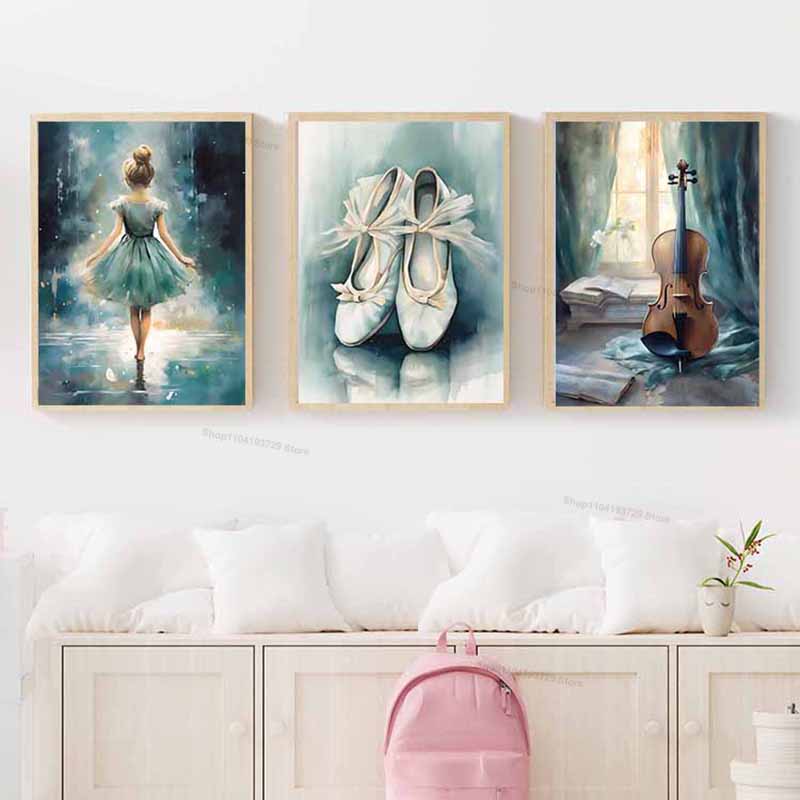 Watercolor Ballet Girl Shoes C - огляд і ціна Baby Nursery Posters