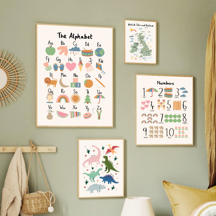 Animal World Map Dinosaur Alph - огляд і ціна Baby Nursery Posters