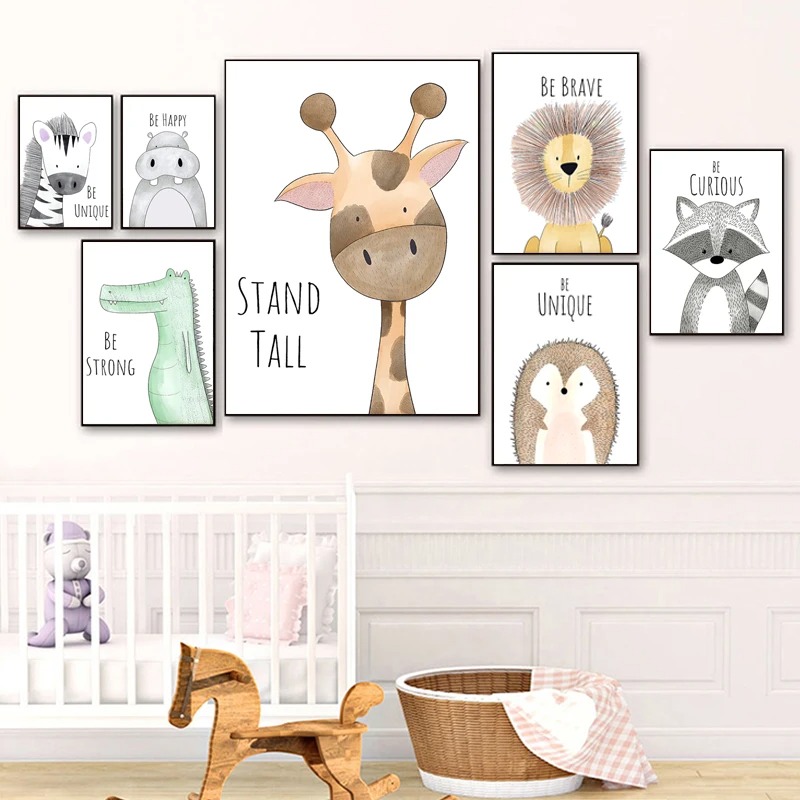 Cartoon Animal Canvas Painting - огляд і ціна Baby Zebra Nursery