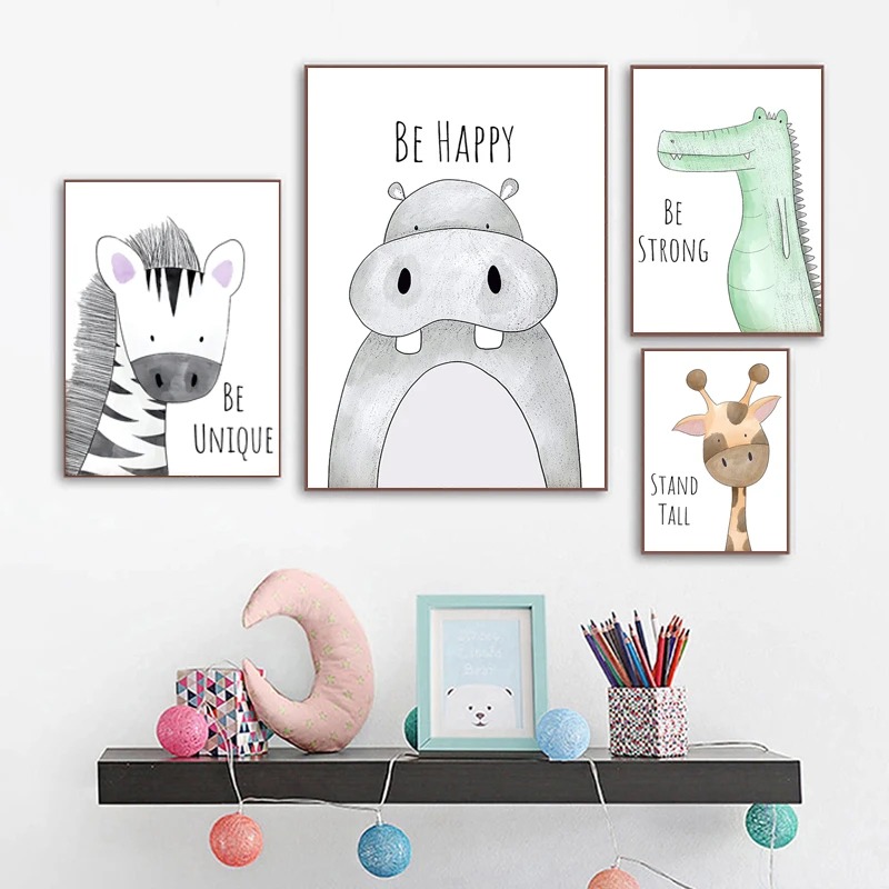 Cartoon Animal Canvas Painting - огляд і ціна Baby Zebra Nursery