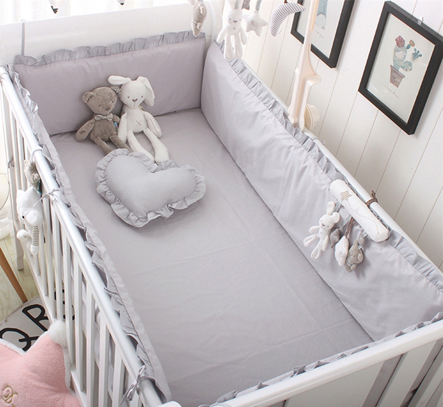5Pcs Solid Cotton Baby Bed Set - огляд і ціна Baby Nursery Sale