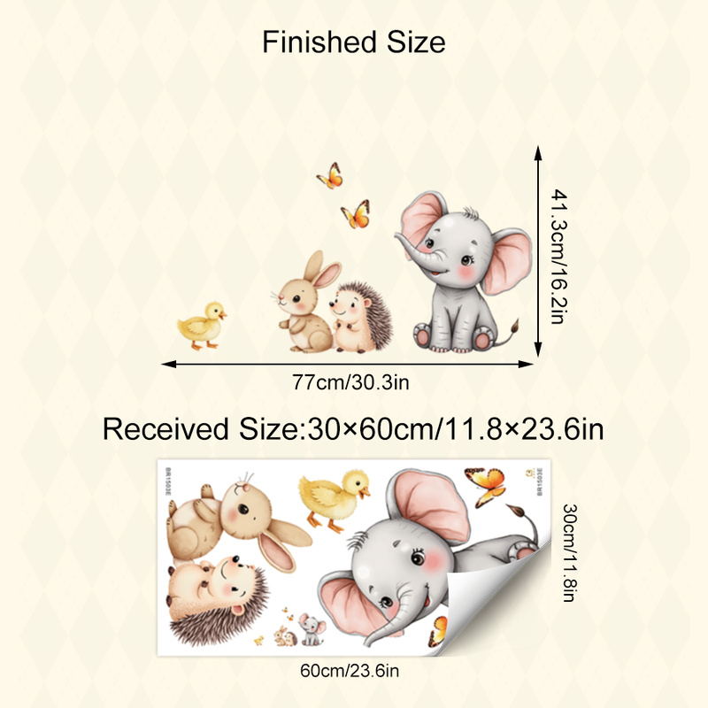 Cartoon Animal Wall Sticker -  - огляд і ціна Baby Nursery Wall