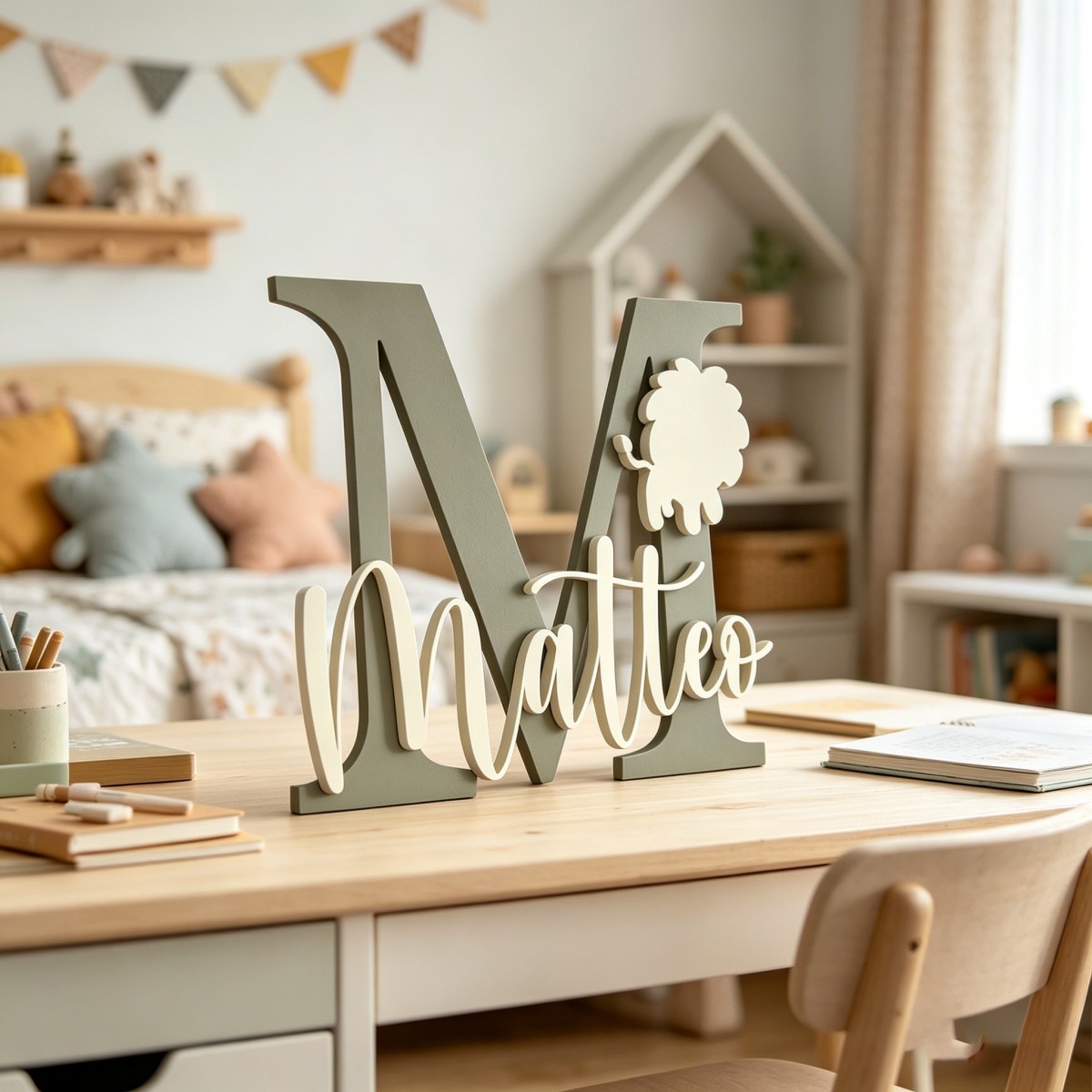 1Pc Custom Lion Name & Initial - огляд і ціна Baby Nursery Wall