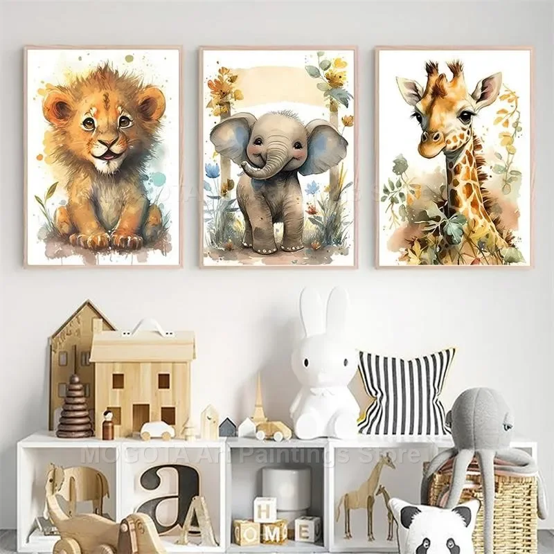 Watercolor Lion Giraffe Tiger  - огляд і ціна Baby Zebra Nursery
