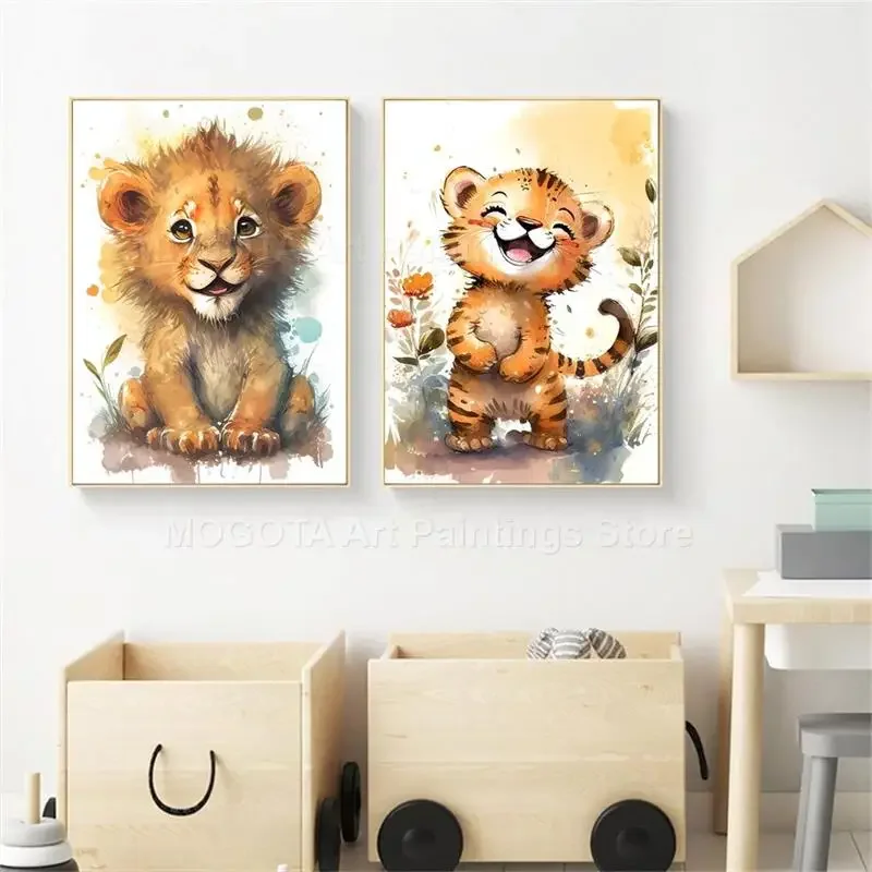 Watercolor Lion Giraffe Tiger  - огляд і ціна Baby Zebra Nursery