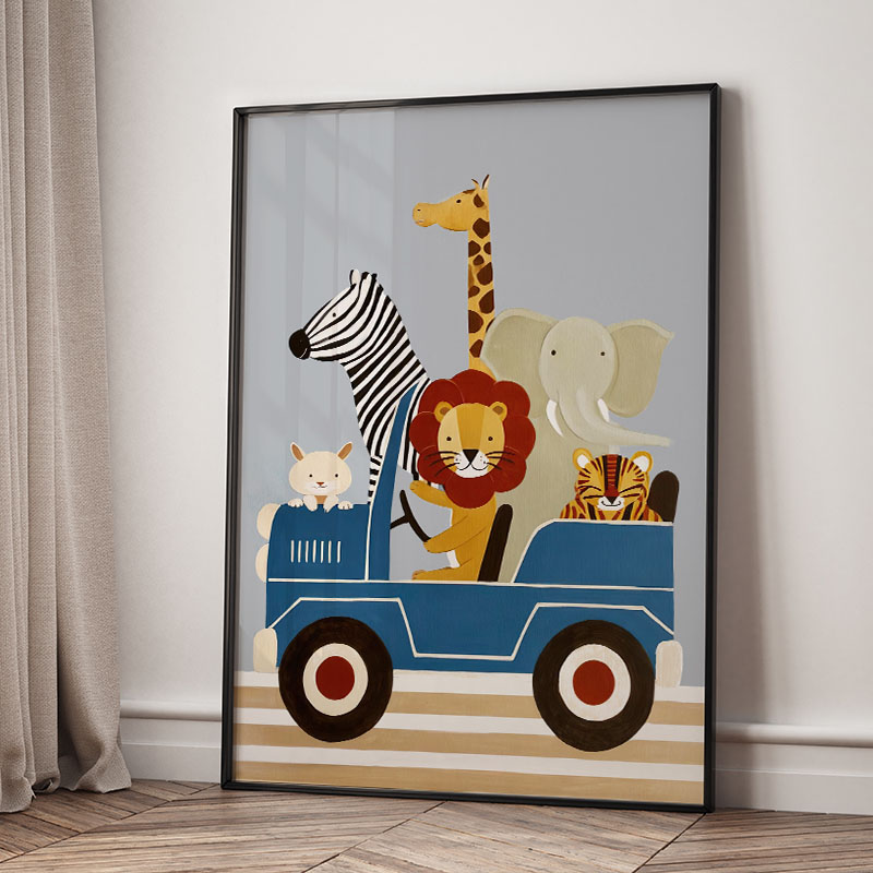 Funny Cartoon Animal Car Ballo - огляд і ціна Baby Nursery Posters