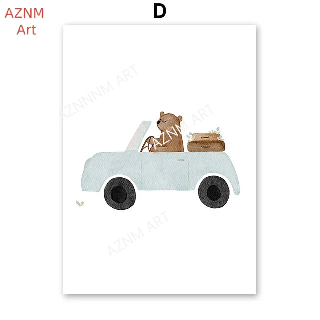Cute Boho Bear Crane Excavator - огляд і ціна Baby Nursery Posters