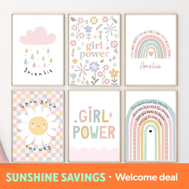 Sun Flower Rainbow Cloud Heart - огляд і ціна Baby Nursery Posters