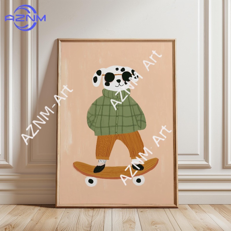1PC Funny Animal Skateboarding - огляд і ціна Baby Nursery Posters