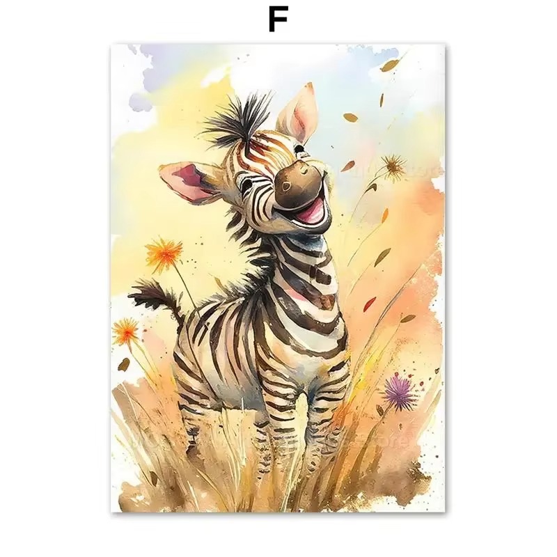 Watercolor Lion Giraffe Tiger  - огляд і ціна Baby Zebra Nursery
