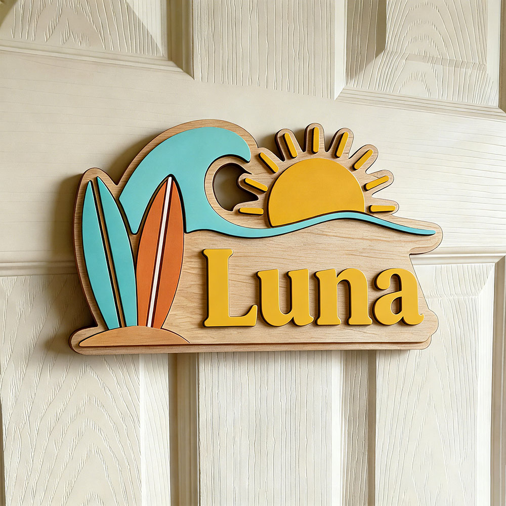 Custom Beach Wave Surfboard Su - огляд і ціна Baby Nursery Name Sign