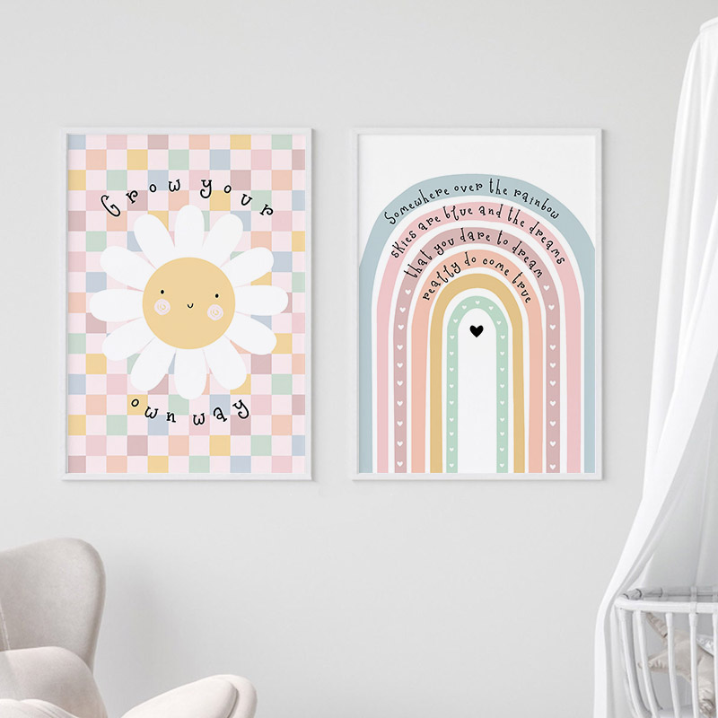 Sun Flower Rainbow Cloud Heart - огляд і ціна Baby Nursery Posters